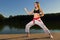 Karate Girl Practicing Kata