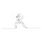 Karate girl is standing in a fighting pose continuous line drawing. Vector illustration.