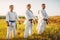 Karate group on training in summer field