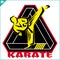 Karate high kick emblem. Martial art colored simbol design. Vector, EPS