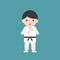 Karate or judo athlete, cute character professional set, flat de