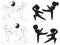 Karate kids coloring silhouettes vector