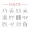 Karate line icons set. Vector sports signs.