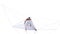 Karate man with a abstract line. White background