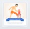 Karate man breaking bricks with hand, karate fighter banner cartoon vector element for website or mobile app