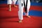 Karate practitioners on competition floor