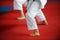 Karate practitioners on competition floor