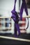 Karate purple belt hang off the rope