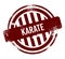 Karate - red round grunge button, stamp