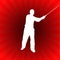 Karate Sensei with Sword on Glowing Red Background