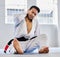 Karate, sports injury and neck pain in health gym for healthcare, medical accident and exercise training emergency