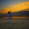 Karate on sunset beach