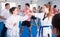 Karate teacher demonstrates techniques of receptions