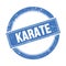 KARATE text on blue grungy round stamp