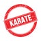 KARATE text on red grungy round stamp