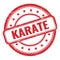 KARATE text on red grungy vintage round stamp