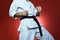 Karate training, sport and fitness at gym