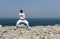 Karate trains on the shores of sea