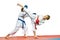 In karategi sportsmens beats blows karate