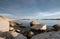 Kareliya island  white sea lake ladoga panorama view stones evening sunset summer clouds