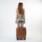 Karen With Suitcase: A Polished Stock Photo In Light Brown And Bronze