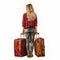 Karen With Suitcase: A Realistic Portrait In Rustic Style