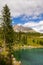 Karersee small alpine lake in Dolomites in South Tyrol, Italy