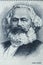 Karl Marx portrait from old German money