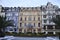 Karlovy-Vary,August 28:Hotels facade view at dusk in Karlovy Vary in Czech Republic