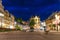 Karlovy Vary Carlsbad historical city centre with colorful beautiful buildings and Mill Colonnade