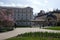 Karlovy Vary, Czech republic - April 11, 2019: Sadova kolonada colonnade in centre of spring city