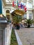 Karlovy Vary, Czech Republic - October 15, 2017, the central entrance to the hotel Pupp