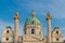 Karlskirche Cathedral, or St. Charles Church on Karlsplatz in old city center in Vienna, Austria