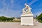 Karlsruhe, Germany - Sculpture of Samson slaying lion with his bare hands in front of palace garden