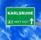 KARLSRUHE road sign against clear blue sky