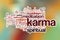 Karma word cloud with abstract background