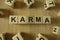 Karma word from wooden blocks