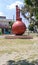 Karnal, Haryana - April 20, 2019: Low angle shot of a large sized Pot structire made with concrete near sector 13 of Karnal city