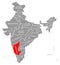 Karnataka red highlighted in map of India