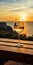 Karst: A Captivating Evening View With Wine On Wood Table