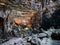 Karst cave Grotte di Castellana in Italy with beautiful lights and stairs