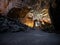 Karst cave Grotte di Castellana in Italy with beautiful yellow lights