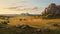 Karst Landscape Painting: Cinematic Cowboy Imagery With Hyper-realistic Details