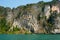 Karst limestone structure of tropical island with forest. Pranang cave beach, Railay, Krabi, Thailand