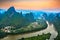Karst mountain landscape on the Li River in Xingping,