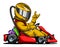 Kart race winner, logo illustration on white background.