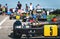 Kart racing park is the starting point for a team of racers at a