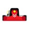 Kart vector illustration red car front view. Race go cart sport vehicle isolated. Activity cartoon extreme adventure draft