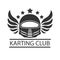 Karting club or kart races racer helmet vector template icon