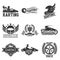 Karting club or kart races sport vector template icons set